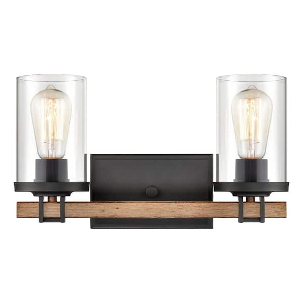 Titan Lighting Holdfast 15 in. 2-Light Charcoal Vanity Light