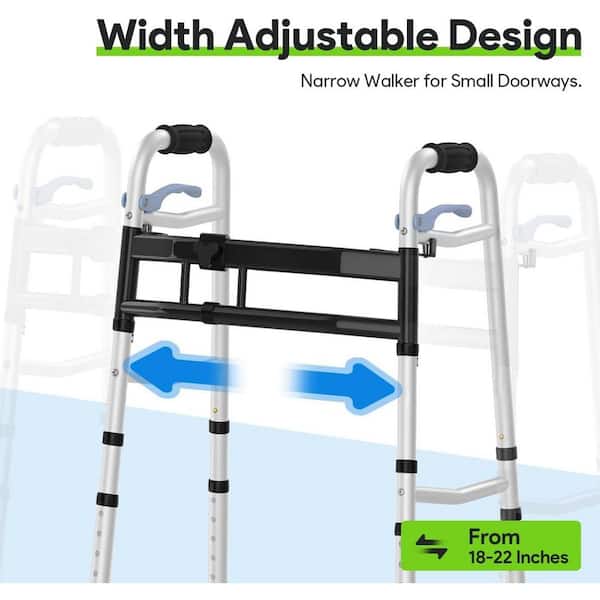 Wudkey Black Aluminum Narrow Folding Walker with Trigger Release