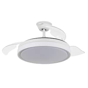Oaksville 42in. LED Indoor White 6-Speed Classic Retractable Ceiling Fan With Light, Light Memory and Remote Control