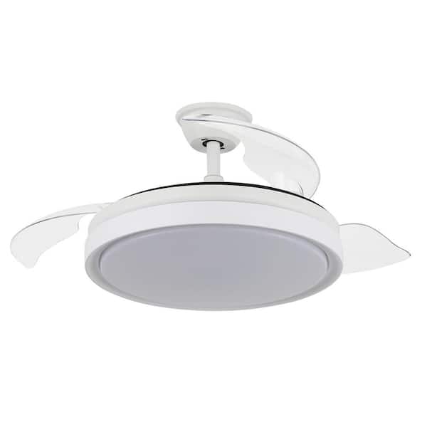 Oaks Aura Oaksville 42in. LED Indoor White 6-Speed Classic Retractable Ceiling Fan With Light, Light Memory and Remote Control
