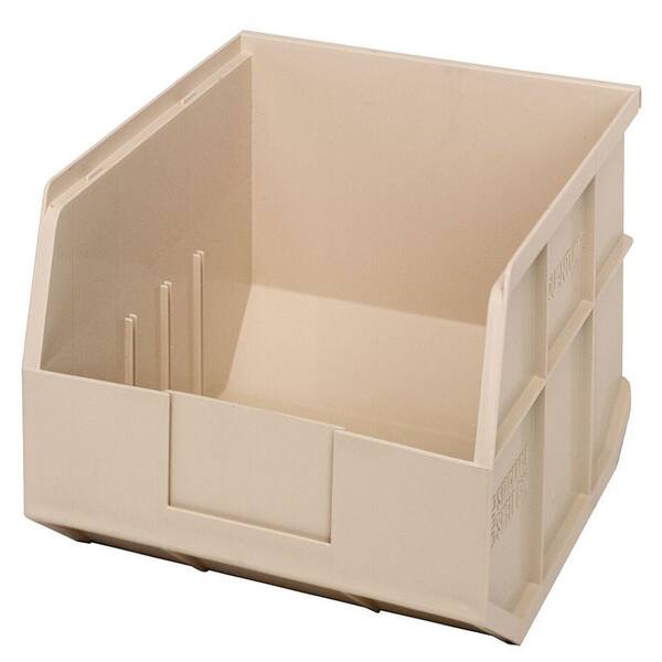 QUANTUM STORAGE SYSTEMS Stackable Shelf 16-Qt. Storage Tote in Ivory (6-Pack)