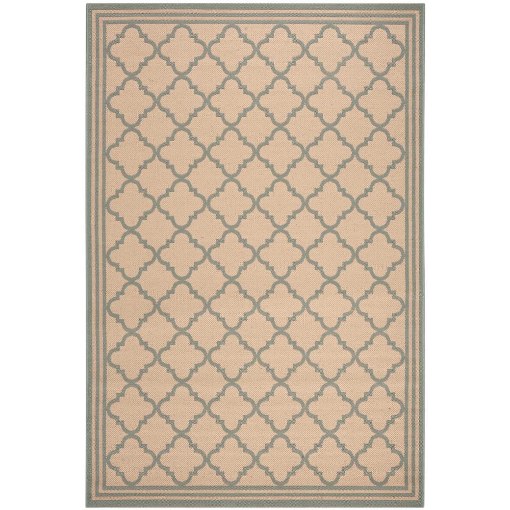 SAFAVIEH Beach House Cream/Aqua Doormat 2 ft. x 4 ft. Border Trellis ...