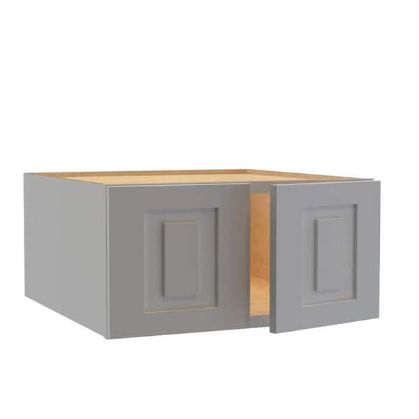 Home Decorators Collection Grayson 27 in. W x 24 in. D x 12 in. H Assembled Plywood Wall Bridge Kitchen Cabinet in Pearl Gray with Soft Close