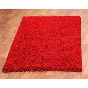 Red Shag Chenille Twist 2 ft. 6 in. x 4 ft. 2 in. Accent Rug