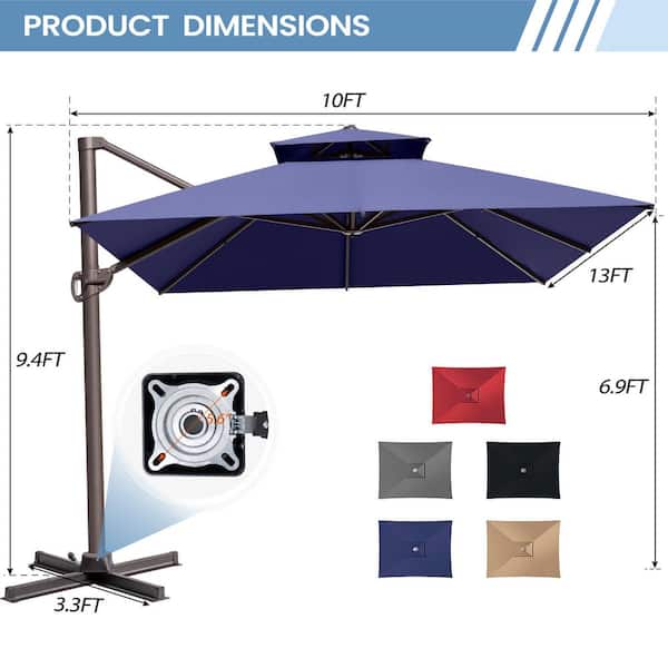 13 foot patio umbrella replacement Yescom 13Ft 8 Rib Cover Canopy Outdoor Market Beach Deck Top The cantilever umbrella has an umbrella base made of resin Mondawe 13ft Square Solar LED