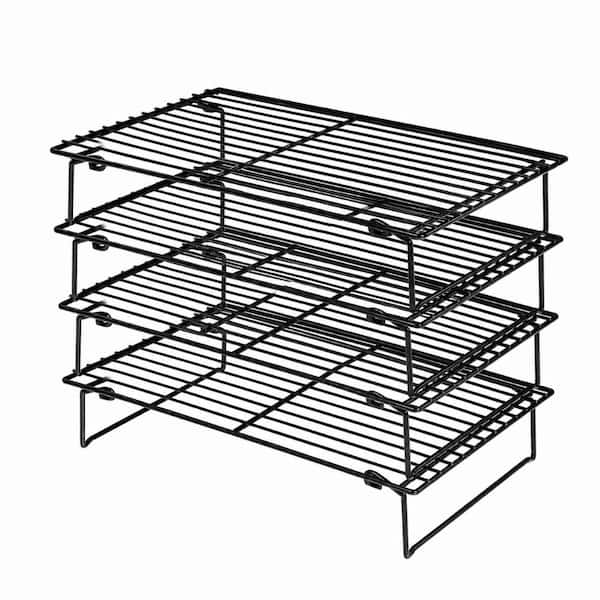 4-Piece Collapsible 4-Tier Baking Cooling Rack Set, 10 x 16 In. Nonstick BPA-Free, Oven Dishwasher Safe