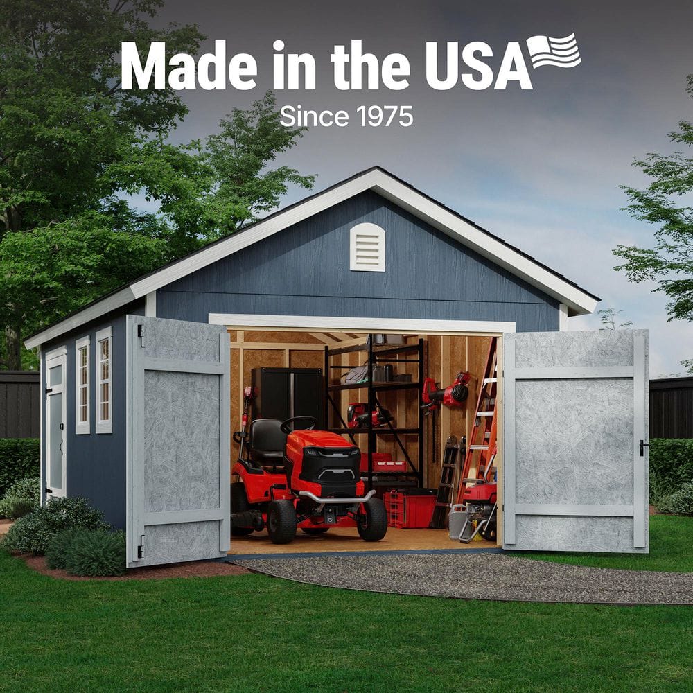Cedarhill 12' x 20' Blue and White Wood Storage Shed Kit