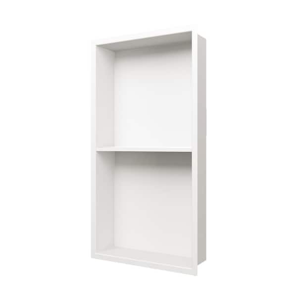 Hpeytaire 25 in. W x 13 in. H x 4 in. D Double Shelf Bathroom Recessed Shower Niche in White