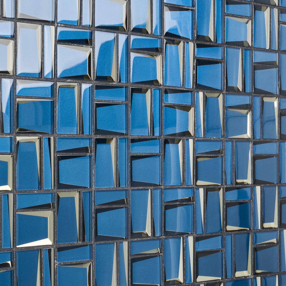 Kaur 12" x 12" Blue Glass Mosaic Wall Tile