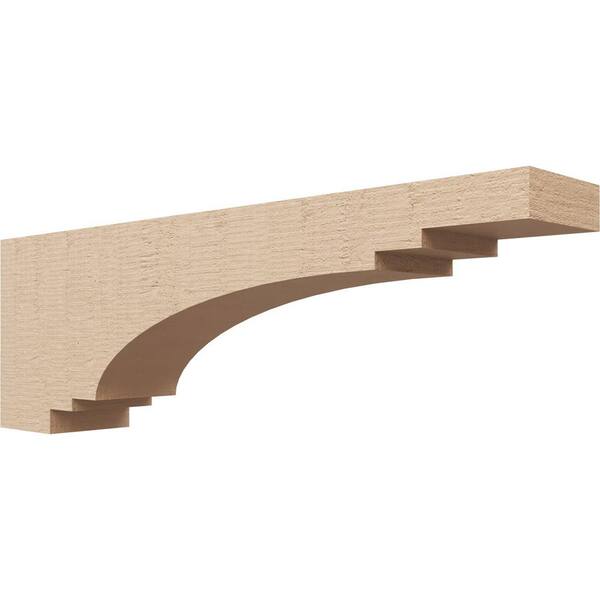 Ekena Millwork 4 in. x 8 in. x 24 in. Thin Pescadero Rough Cedar Woodgrain TimberThane Corbel, Primed Tan