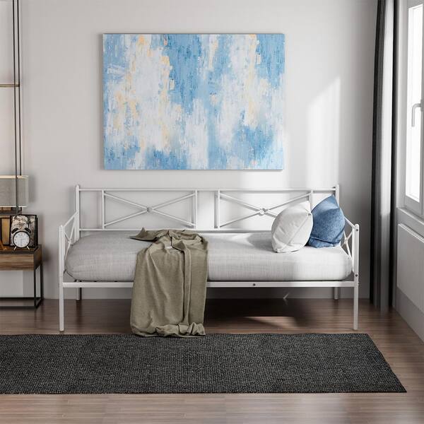 Costway White Metal Twin Size Daybed Frame Slat Support
