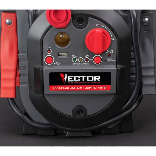 VECTOR 700 Peak Amp Automotive Jump Starter, Portable Power – 10W USB Port,  12V DC Port J312V - The Home Depot