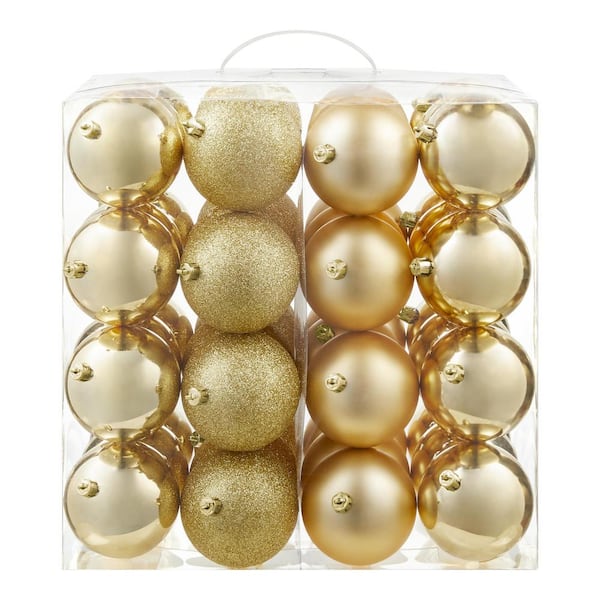 48-Piece Gold Shatter-Resistant Ornaments