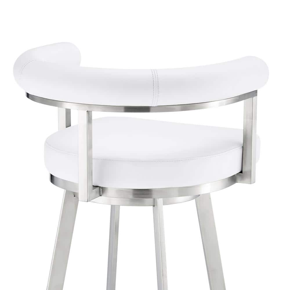 White Faux Leather and Chrome Swivel Counter Stool