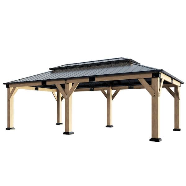 PARK CAFE Goodtime Boy メロハーAOR amerlife 12 ft. x 20 ft. Wood Gazebo Outdoor Hardtop Pergola with