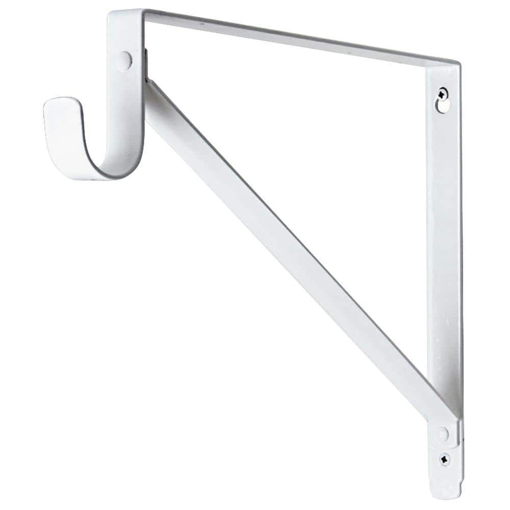 Lido Designs 15/16 in. Powder Coated Steel White Finish Shelf and Rod Bracket LB268150A The