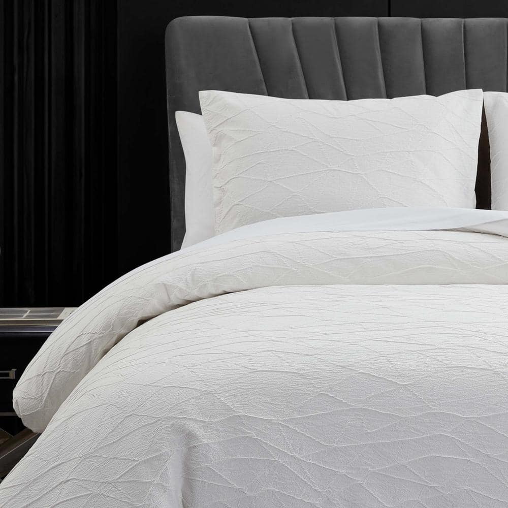 King White Cotton Reversible Comforter Set with Shams