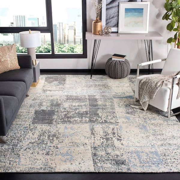 Tiffany 9 ft. x 12 ft. Silver/Ivory Abstract Area Rug
