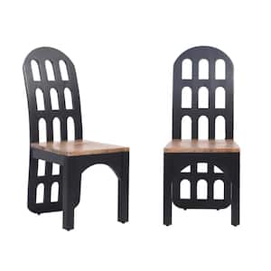 Collins Natural and Black Wood Seat Dining Chair Set of 2