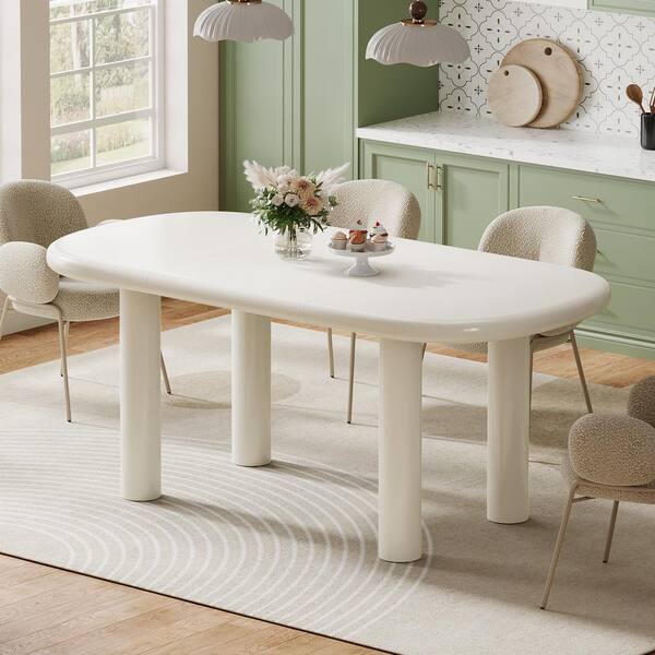 ホワイトテーブル BYBLIGHT Roesler Modern White Engineered Wood 62.9 in. 4