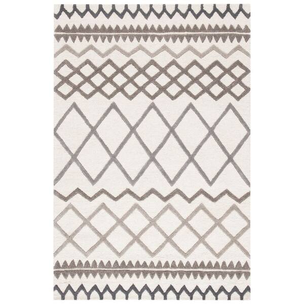Glamour 5 ft. x 8 ft. Ivory/Gray Chevron Geometric Area Rug