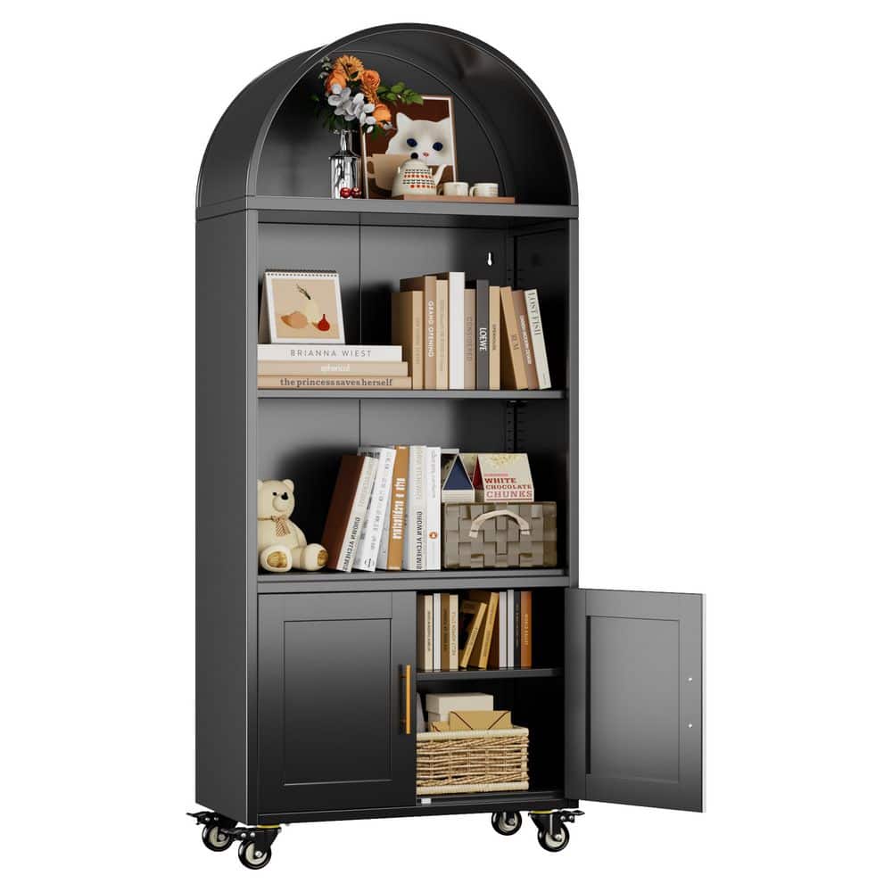 72 in. H x 31 in. W x 15.4 in. D Rolling Display Cabinet,Metal Storage Freestanding Cabinet in Black price history on PriceWatchPro