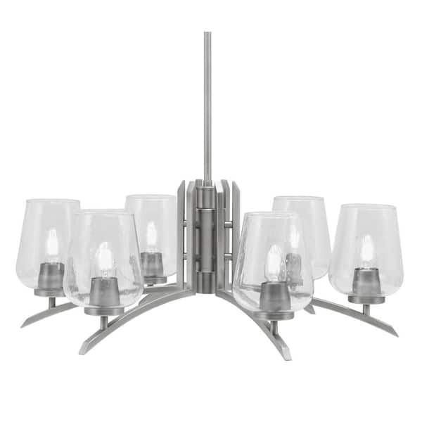 Unbranded Siena 26.75 in. 6 Light Graphite Chandelier with Clear Bubble Glass Shades