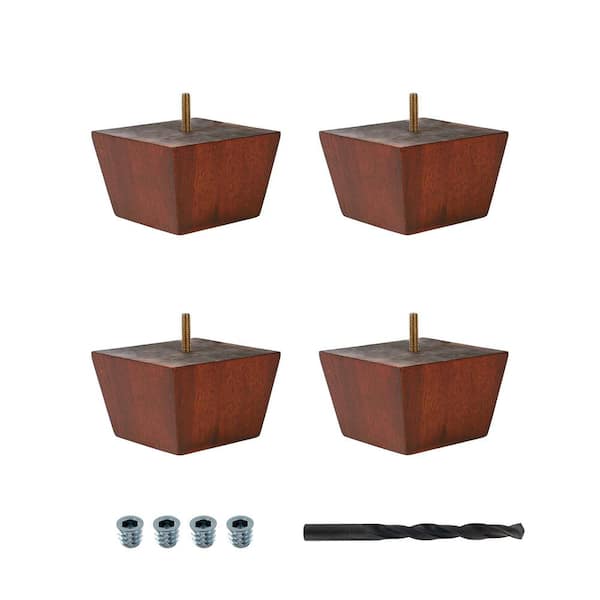 American Pro Decor 2-3/4 in. x 4-3/8 in. Stained Cherry Solid Hardwood Square Bun Foot (4-Pack)