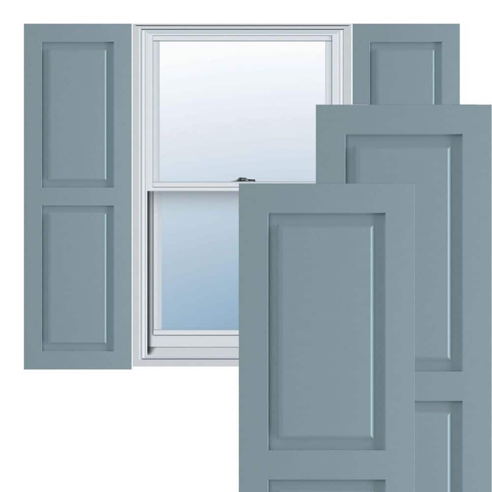 Peaceful Blue PVC Raised Panel Exterior Shutters, 12"W x 55"H