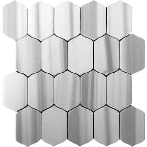 Zebra Cloud Gray 12.2 in. x 13.2 in. Polished Marble Floor and Wall Mosaic Tile (5.59 sq. ft./Case) (5-Pack)