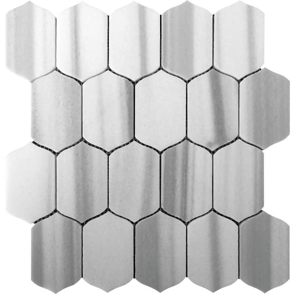 Apollo Tile Zebra Cloud Gray 12.2 in. x 13.2 in. Polished Marble Floor and Wall Mosaic Tile (5.59 sq. ft./Case) (5-Pack)