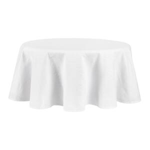 Honeycomb Modern Farmhouse 70 in. Round White Cotton Blend Tablecloth