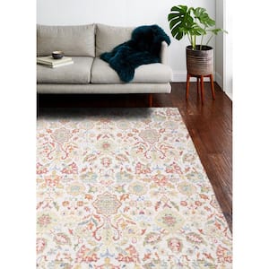 Corsica Ivory 9 ft. x 12 ft. (8'6" x 11'6") Floral Bohemian Area Rug