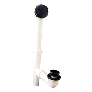 Toe Touch White Plastic Tubular 2-Hole Bath Waste and Overflow Tub Drain Full Kit in Black