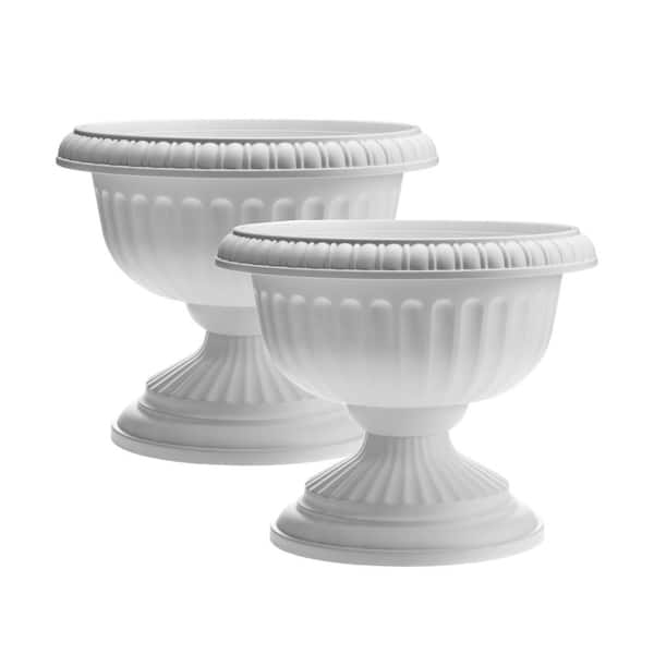 Bloem 12 in. White Grecian Urn Resin Planter, Casper (2-Pack)
