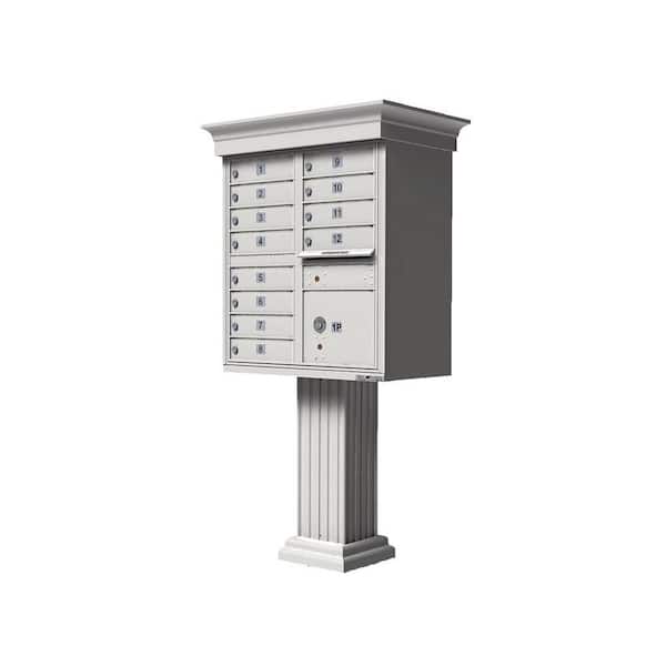 Florence Vital 1570 12 Mailboxes 1 Parcel Locker 1 Outgoing Pedestal Mount Cluster Box Unit
