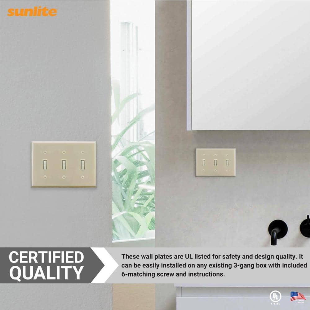 Ivory 3-Gang Traditional Plastic Toggle Switch Plate