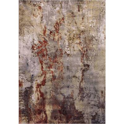 Concord Global Trading Olympus Abstract Red Rectangle Indoor 7 Ft X 9 Ft Area Rug The Home Depot