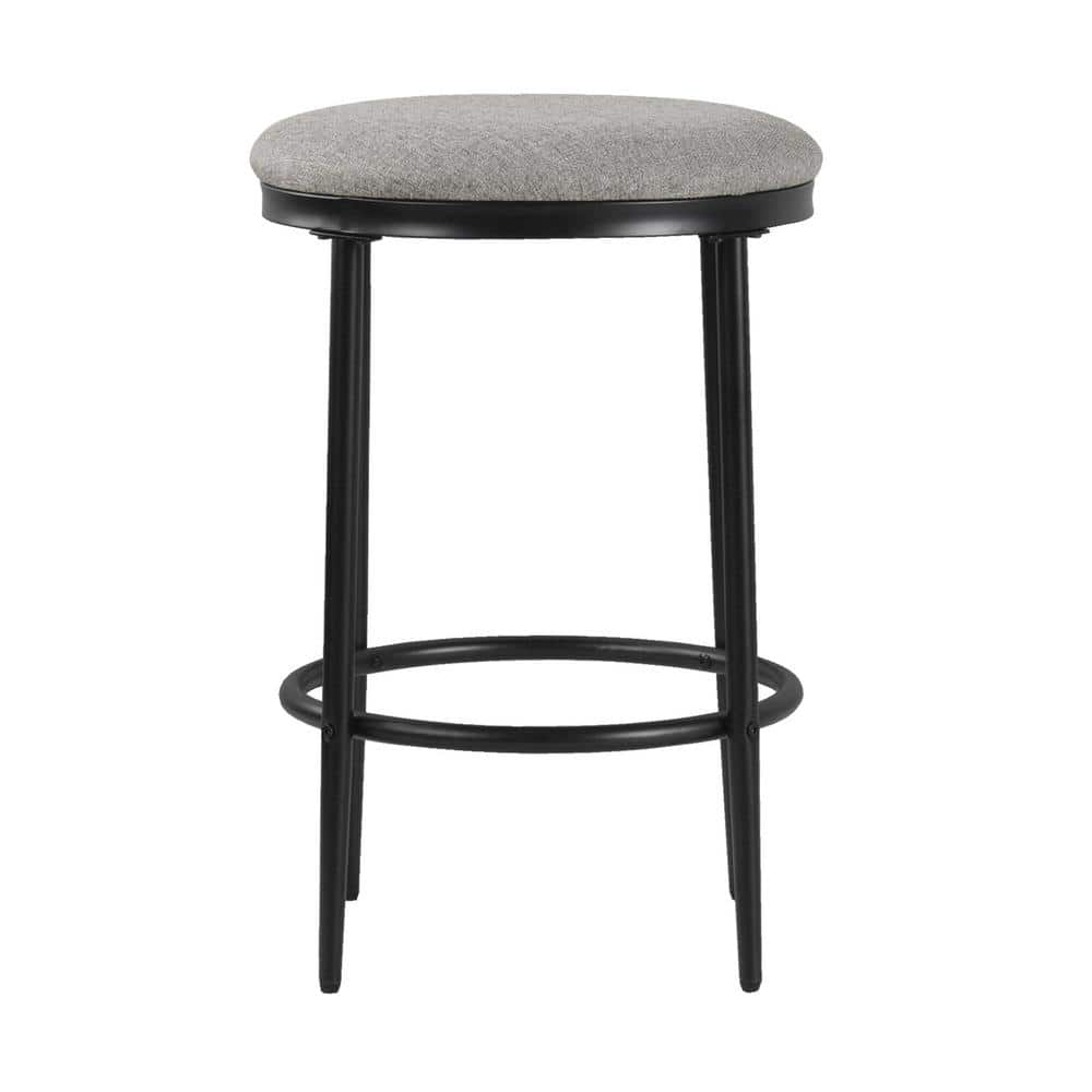 Homepop 24 in. Gray Backless Metal Frame Cushioned Bar Stool with Upholstery seat (Set of 1