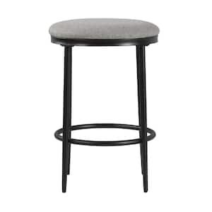 24 in. Gray Backless Metal Frame Cushioned Bar Stool with Upholstery seat (Set of 1)