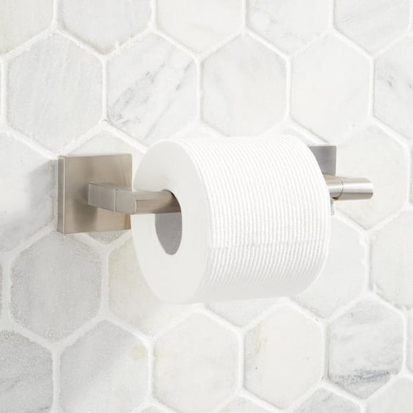 SIGNATURE HARDWARE Hibiscus Wall Mounted Toilet Paper Holder in Brushed Nickel