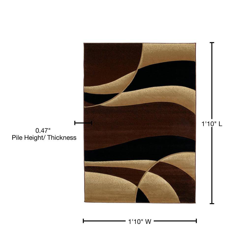 Contours Modern Black 2'x3' Synthetic Accent Rug