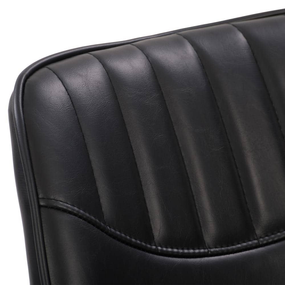 Blakeley Black Faux Leather & Metal 34" Modern Farmhouse Barstools - Set of 2