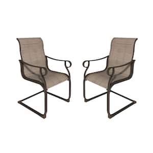 Light Taupe Textilene Metal Patio Outdoor Dining Chair Set of 2
