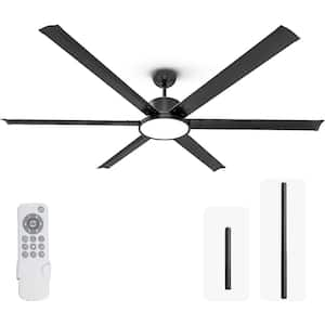 X6 Series72 in. Indoor Black Ceiling Fan with Light and Remote Industrial DC Motor 3 CCT for Home, Covered Outdoor Patio