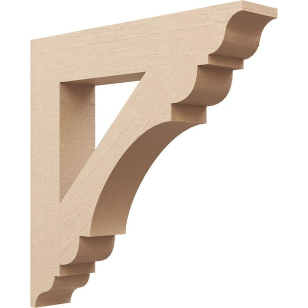 Ekena Millwork 5.5 in. x 32 in. x 32 in. Olympic Traditional Rough Cedar Woodgrain Timberthane Polyurethane Bracket, Primed Tan
