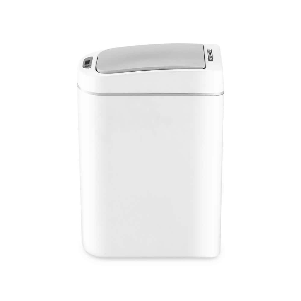 White Plastic 1.8 Gallon Touchless Motion Sensor Trash Can