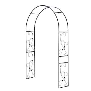 14.5 in. L x 55 in. W x 86.6 in. H Black Botanical Easy Garden Arch R07709 Arbor with sweeping decorative Vine