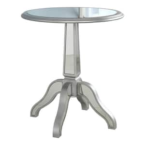 Christian 25 in. Silver Mirrored Round Side Table