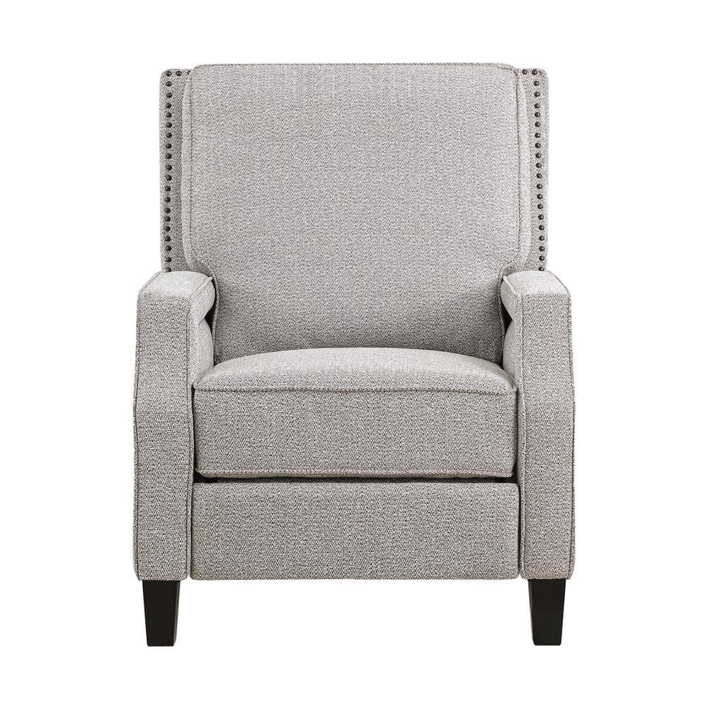 Large Gray Coconut Fabric Recliner with Tapered Legs